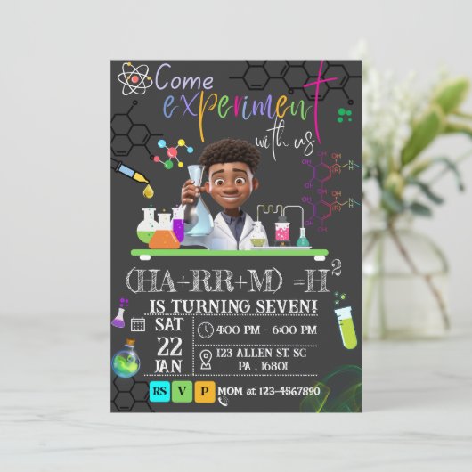 Mad Science/Science Experiment Jongens Verjaardags Kaart (Staand voorkant)