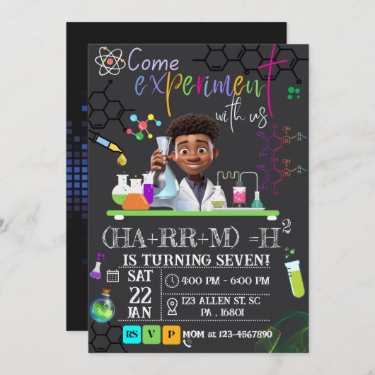 Mad Science/Science Experiment Jongens Verjaardags Kaart (Voorkant / Achterkant)