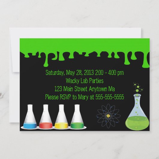 Mad Science Scientist Birthday Party Invitation Kaart (Voorkant)