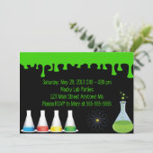 Mad Science Scientist Birthday Party Invitation Kaart (Staand voorkant)