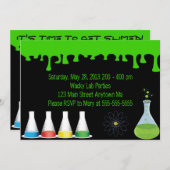 Mad Science Scientist Birthday Party Invitation Kaart (Voorkant / Achterkant)
