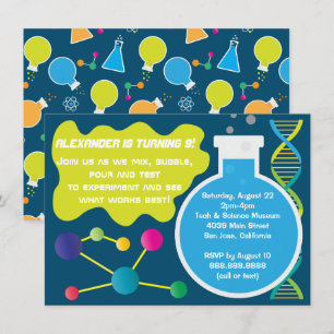 Mad Science Scientist Birthday Party Invitations Kaart