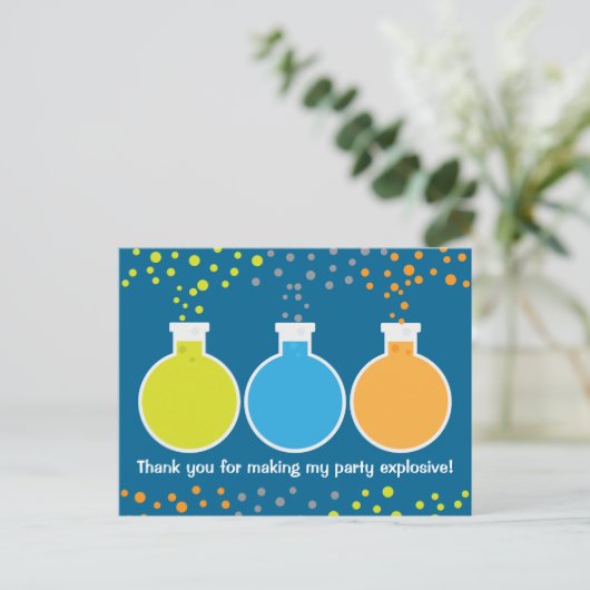 Mad Science Scientist Verjaardagsfeest Dank U Briefkaart (Staand voorkant)