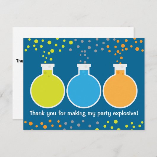Mad Science Scientist Verjaardagsfeest Dank U Briefkaart (Voorkant / Achterkant)
