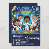 Mad Science verjaardagsuitnodiging voor jongen en  Kaart (Voorkant / Achterkant)