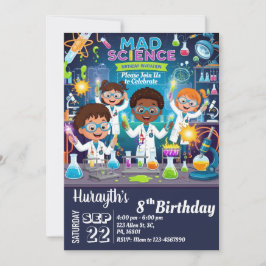 Mad Science verjaardagsuitnodiging voor jongen en  Kaart