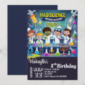 Mad Science verjaardagsuitnodiging voor jongen en  Kaart (Voorkant / Achterkant)