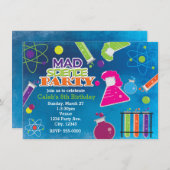 Mad Science Wetenschapper Verjaardagsfeestuitnodig Kaart (Voorkant / Achterkant)