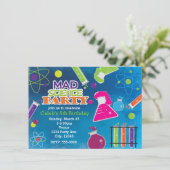 Mad Science Wetenschapper Verjaardagsfeestuitnodig Kaart (Staand voorkant)