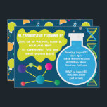 Mad Science Wetenschapper Verjaardagsfeestuitnodig Kaart<br><div class="desc">De achtergrond is donkergrijs,  maar u kunt deze wijzigen door op Aanpassen te klikken. U kunt ook het afbeelding op de achterkant verwijderen als u meer ruimte nodig heeft voor informatie,  een kaart of foto. © Cindy Bendel Design LLC Alle rechten voorbehouden.</div>