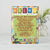 Mad Scientist Beaker Hazard Microscoop Uitnodigen Kaart (Staand voorkant)