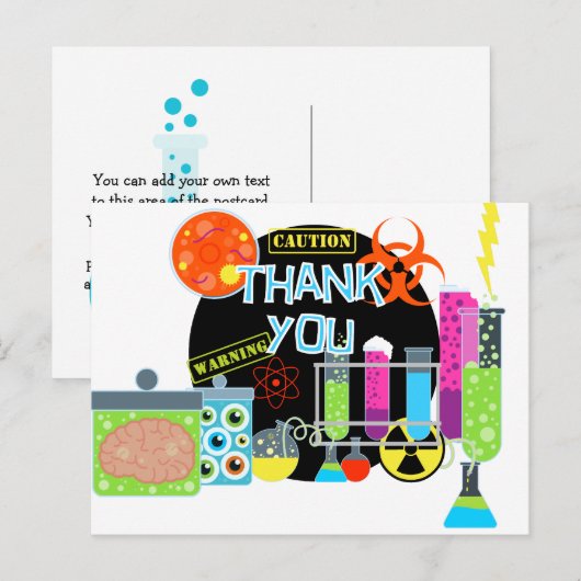 Mad Scientist Bedankt Briefkaart (Voorkant / Achterkant)
