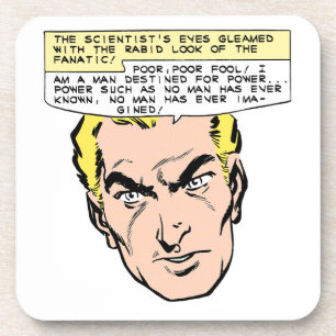 Mad Scientist bedreigt  stripboekpanel Bier Onderzetter