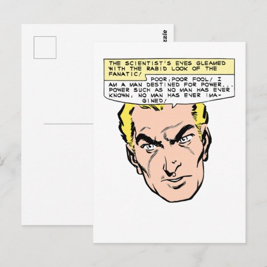 Mad Scientist bedreigt stripboekpanel Briefkaart (Voorkant / Achterkant)