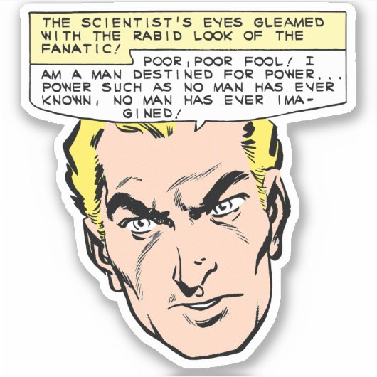 Mad Scientist bedreigt stripboekpanel Sticker (Voorkant)