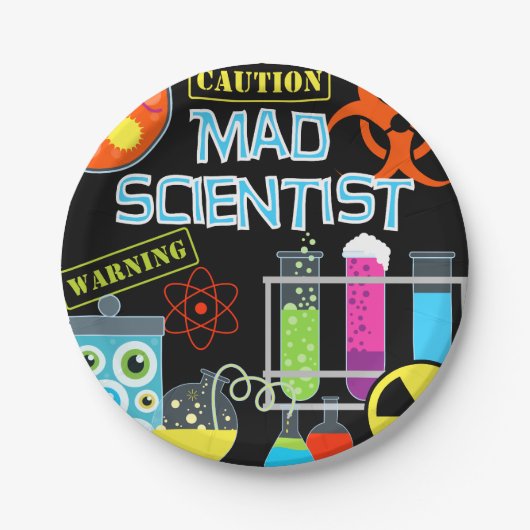 Mad Scientist Birthday Paper Borden Papieren Bordje (Voorkant)