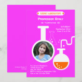 Mad Scientist Birthday Party Foto Uitnodiging (Voorkant / Achterkant)