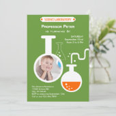 Mad Scientist Birthday Party Foto Uitnodiging (Staand voorkant)
