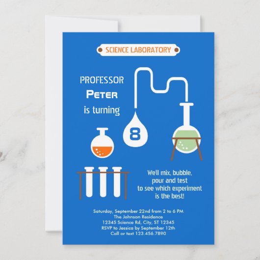 Mad Scientist Birthday Party Invitation Kaart (Voorkant)