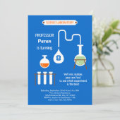 Mad Scientist Birthday Party Invitation Kaart (Staand voorkant)
