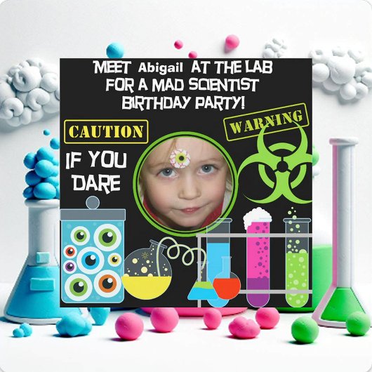 Mad Scientist Birthday Party Invitations Kaart
