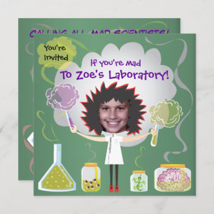 Mad Scientist Birthday Party Invitations Kaart