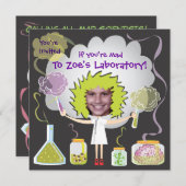 Mad Scientist Birthday Party Kaart (Voorkant / Achterkant)