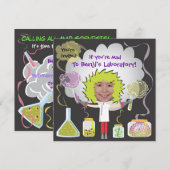 Mad Scientist Birthday Party Kaart (Voorkant / Achterkant)