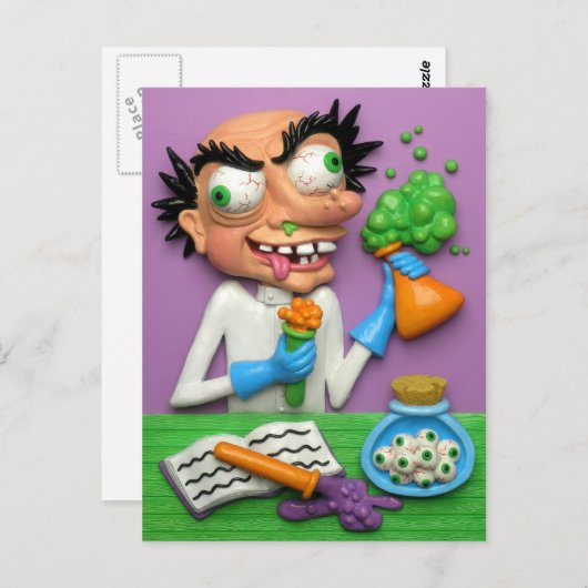 Mad Scientist Briefkaart (Voorkant / Achterkant)