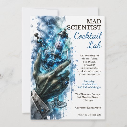 Mad Scientist Cocktail Lab Halloween-feest Kaart (Voorkant)