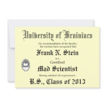 Mad Scientist Diploma Joke-uitnodiging