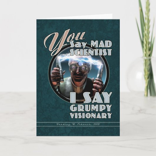Mad Scientist / Grumpy Visionair Wenskaart Kaart (Voorkant)