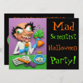 Mad Scientist Halloween Party Kaart (Voorkant / Achterkant)