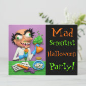 Mad Scientist Halloween Party Kaart (Staand voorkant)
