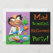 Mad Scientist Halloween Party Kaart (Voorkant)