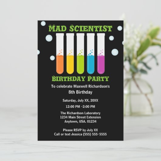 Mad Scientist Kleurrijke Test Tubes Verjaardagsfee Kaart (Staand voorkant)