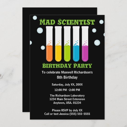 Mad Scientist Kleurrijke Test Tubes Verjaardagsfee Kaart (Voorkant / Achterkant)