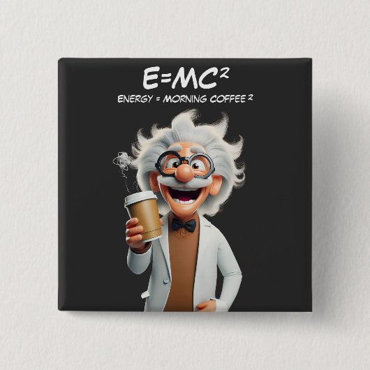 Mad Scientist Koffie Vierkante Button 5,1 Cm (Voorkant)