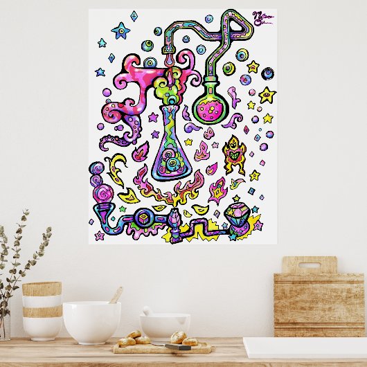 Mad Scientist Lab Science Experiment Art Print (Keuken)