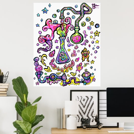 Mad Scientist Lab Science Experiment Art Print (Thuiskantoor)