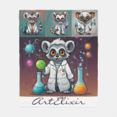 Mad Scientist Lemur Fleece Deken (Voorkant)