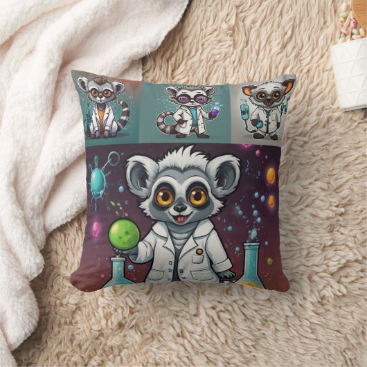 Mad Scientist Lemur Print Kussen (Deken)