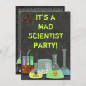 Mad Scientist Party Invitation Kaart (Voorkant / Achterkant)