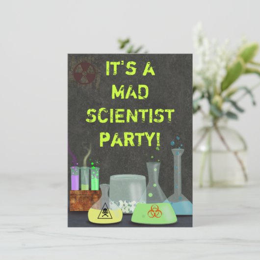 Mad Scientist Party Invitation Kaart (Staand voorkant)