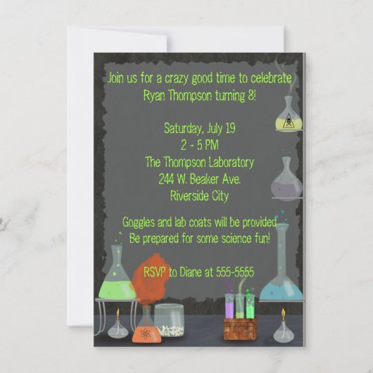 Mad Scientist Party Invitation Kaart (Achterkant)