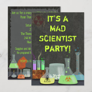Mad Scientist Party Invitation Kaart
