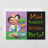 Mad Scientist Party Kaart (Voorkant)