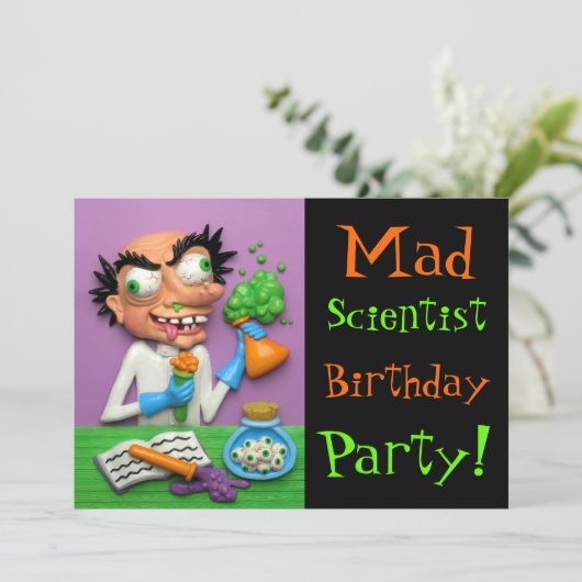 Mad Scientist Party Kaart (Staand voorkant)
