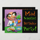 Mad Scientist Party Kaart (Voorkant / Achterkant)