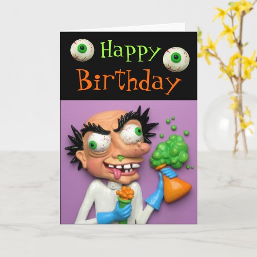 Mad Scientist Party Kaart (Gele Bloem)